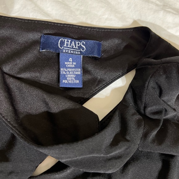 Chaps black long dress, sleeves less, size 4, 95% polyester 5% elastane, - Picture 5 of 8